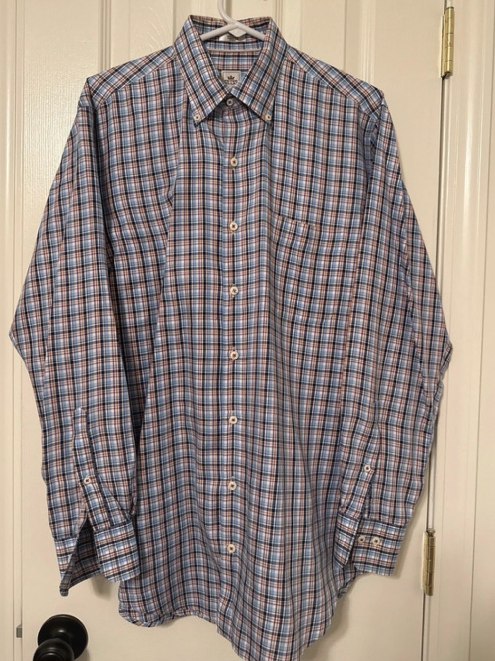 Peter Millar men’s Blue Plaid Button-Down Shirt- Medium